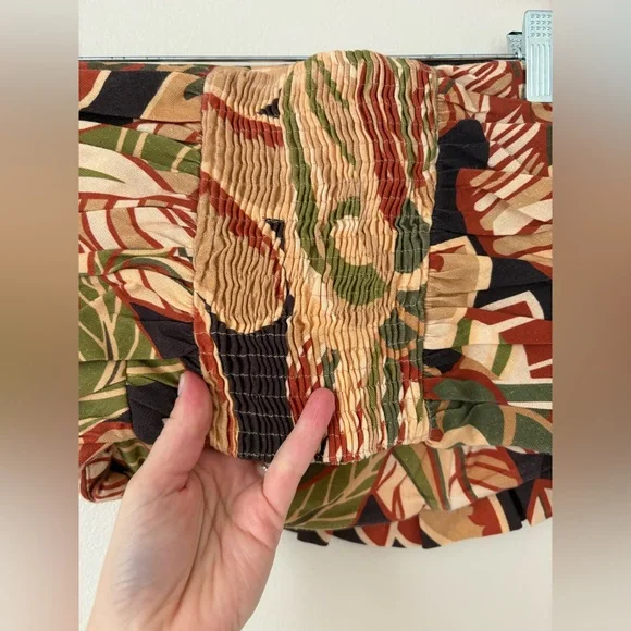 Zara Linen Blend Ruffle Ruched Strapless Top Size Small - Picture 13 of 14